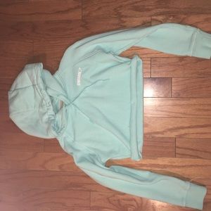 Gymshark pale turquoise cropped crest hoodie small